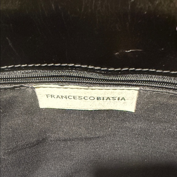 One of a Kind Francesco Biasia Black Leather Tote with Snake Accents - Picture 11 of 15